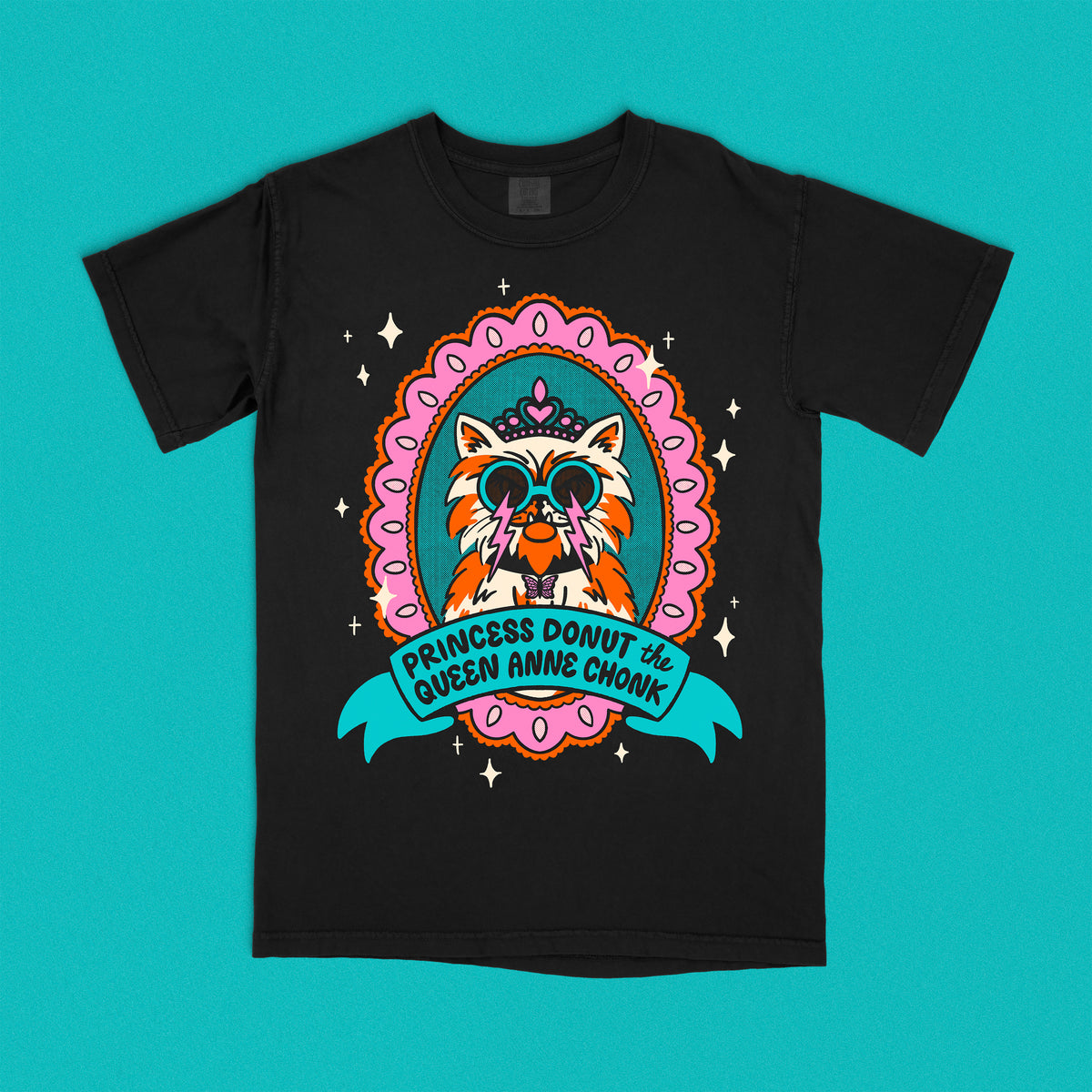Princess Donut Queen Anne Chonk Graphic Tee - Black