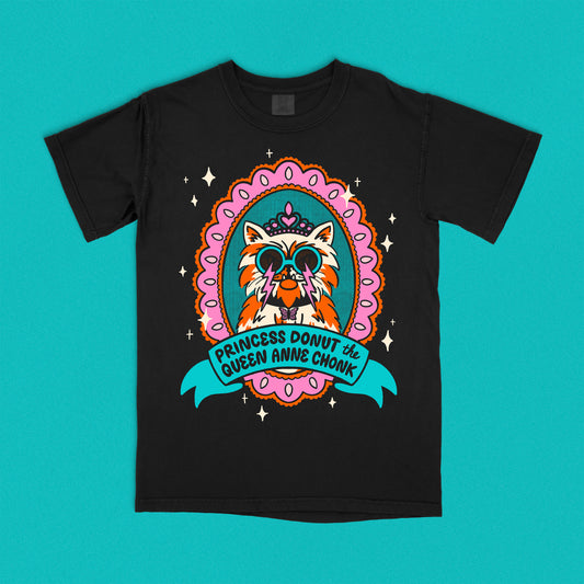 Princess Donut Queen Anne Chonk Graphic Tee - Black